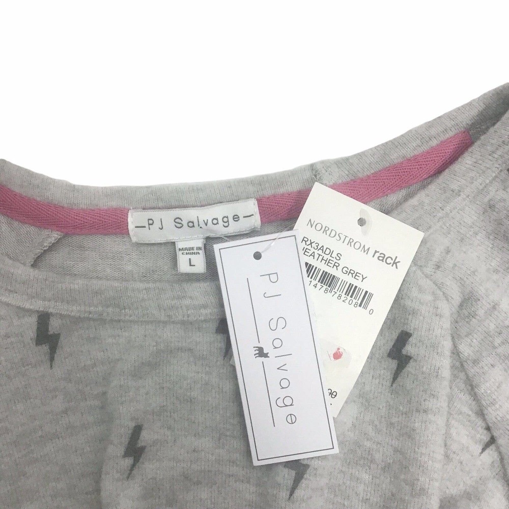 PJ Salvage Gray Lightning Crew Neck Sweatshirt Top Tee Lightweight Sleepwear L - Picture 5 of 5
